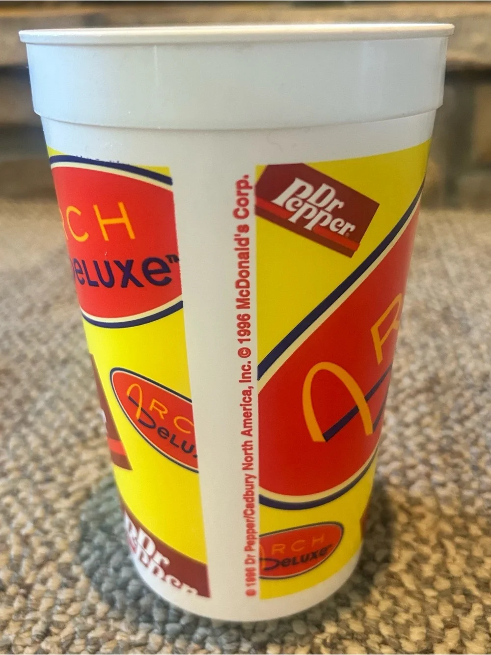 Vintage 1996 McDonald’s Arch Deluxe/Dr.Pepper Plastic Cup 90s Retro NOS